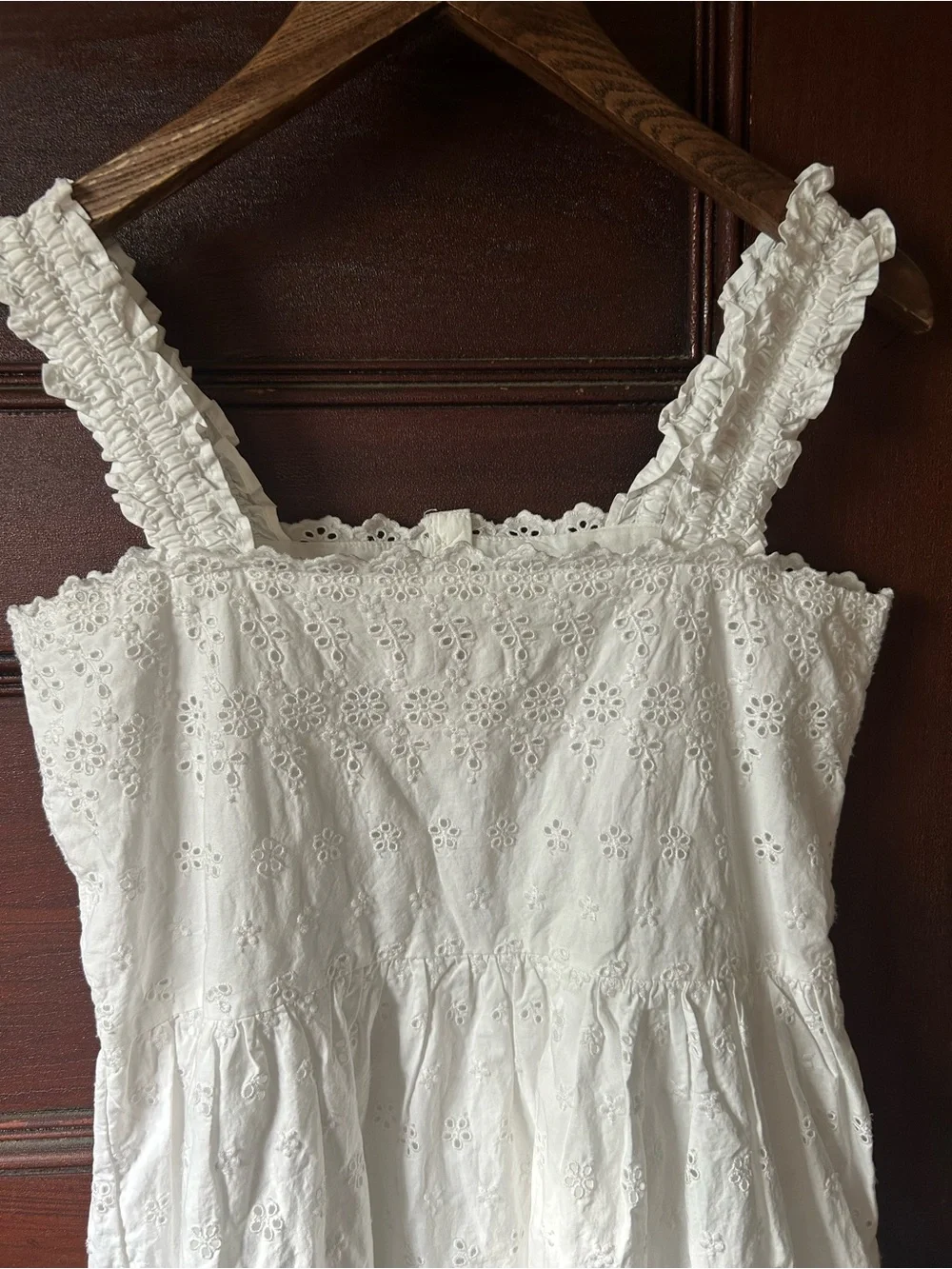 Gap X Doen Girls White Eyelet Ruffle Mini Dress Size XL